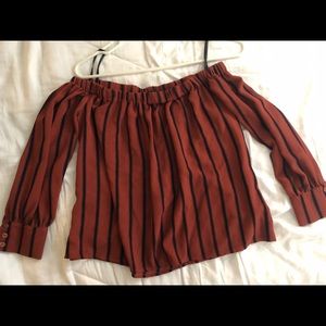 Off The Shoulder Striped Rust Top